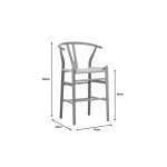 Σκαμπό μπαρ Wishbone pakoworld rubberwood-σχοινί σε φυσική απόχρωση 55x49x108εκκ
