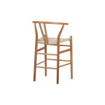 Σκαμπό μπαρ Wishbone pakoworld rubberwood-σχοινί σε φυσική απόχρωση 55x49x108εκκ