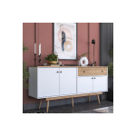 Μπουφές Satava pakoworld pp σε λευκή-καρυδί απόχρωση 180x45x87.6εκ