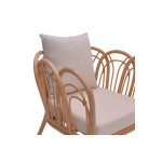 Πολυθρόνα Tania pakoworld φυσικό rattan-λευκό μαξιλάρι 76x76x76εκ