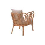 Πολυθρόνα Tania pakoworld φυσικό rattan-λευκό μαξιλάρι 76x76x76εκ