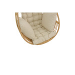 Κρεμαστή κούνια Jorg pakoworld φυσικό rattan-κρεμ μαξιλάρι 80x59x105εκ