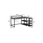 Γραφείο γωνιακό αναστρέψιμο Tebul pakoworld MDF-metal σε καρυδί απόχρωση 130x60x88εκ