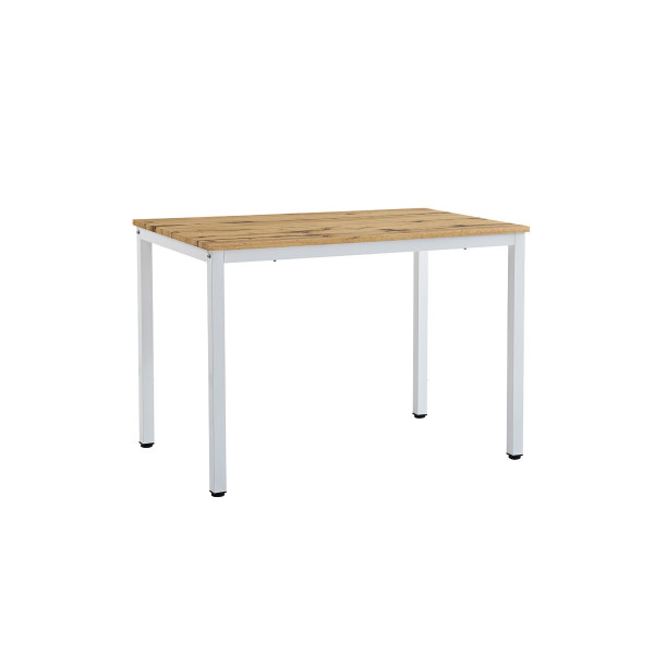 Τραπέζι Witte pakoworld MDF/Metal σε sonoma απόχρωση με λευκο πόδι 110x70x76εκ