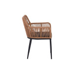 Πολυθρόνα Naoki pakoworld pe rattan -metal σε φυσική απόχρωση με μαύρα πόδια/μαξιλάρι 59x62.5x78εκ