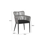 Πολυθρόνα Naoki pakoworld pe rattan -metal σε φυσική απόχρωση με μαύρα πόδια/μαξιλάρι 59x62.5x78εκ