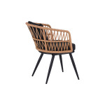 Πολυθρόνα Naoki pakoworld pe rattan -metal σε φυσική απόχρωση με μαύρα πόδια/μαξιλάρι 62x60x80εκ