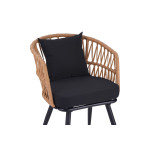 Πολυθρόνα Naoki pakoworld pe rattan -metal σε φυσική απόχρωση με μαύρα πόδια/μαξιλάρι 62x60x80εκ