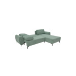 Kαναπές κρεβάτι τριθέσιος αναστρέψιμος Settee pakoworld ύφασμα με αποθηκευτικό χώρο σε μέντα απόχρωση 286x204x93εκ