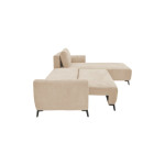 Kαναπές κρεβάτι τριθέσιος αναστρέψιμος Settee pakoworld ύφασμα με αποθηκευτικό χώρο σε μπεζ απόχρωση 286x204x93εκ