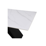 Τραπέζι Meja pakoworld Sintered stone λευκό με μεταλλικά πόδια σε μαύρη απόχρωση 200x100x76εκ