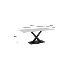 Τραπέζι Tafel pakoworld Sintered stone λευκό με μεταλλικά πόδια σε μαύρη απόχρωση 180x90x76εκ