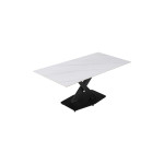 Τραπέζι Tafel pakoworld Sintered stone λευκό με μεταλλικά πόδια σε μαύρη απόχρωση 180x90x76εκ