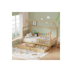 Παιδικό κρεβάτι Piccolo τ.Montessori με 2 συρτάρια pakoworld ξύλο πεύκου σε φυσική απόχρωση 90x190εκ