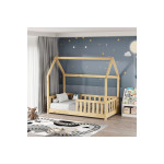 Παιδικό κρεβάτι Bambie με κιγκλίδωμα τ.Montessori pakoworld ξύλο πεύκου σε φυσική απόχρωση 70x140εκ
