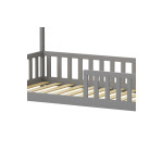 Παιδικό κρεβάτι Callan τ.Montessori με κιγκλίδωμα pakoworld ξύλο πεύκου σε γκρι απόχρωση 90x190εκ