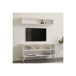 Σύνθετο σαλονιού Prestige pakoworld σε λευκή απόχρωση 120x29,6x50εκ