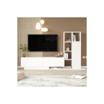Σύνθετο σαλονιού Damon pakoworld σε λευκή απόχρωση 140x29.5x39.5εκ