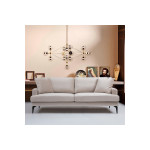 Καναπές 2θέσιος Fortune pakoworld βελούδο μπεζ-μαύρο 175x90x88εκ