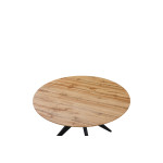 Τραπέζι Toda pakoworld mdf σε sonoma απόχρωση με μαύρα μεταλλικά πόδια Φ120x75εκ