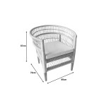 Πολυθρόνα Necorian paakoworld teak ξύλο με pe rattan σε φυσική απόχρωση και λευκό μαξιλάρι 80x70x87εκ