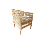 Πολυθρόνα Necorian paakoworld teak ξύλο με pe rattan σε φυσική απόχρωση και λευκό μαξιλάρι 80x70x87εκ