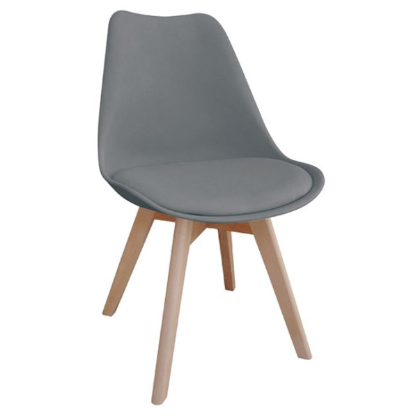 Καρέκλα MARTIN (49x57x82) PP Γκρι (Ξύλινο πόδι)