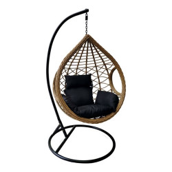 Κρεμαστή Πολυθρόνα MADRID (Φ105 H.197cm) Steel Black/Wicker Φυσικό/Μαξ.Μαύρο