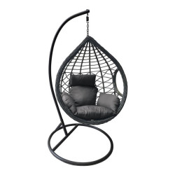 Κρεμαστή Πολυθρόνα MADRID (Φ105 H.197cm) Steel Ανθρακί/Wicker Grey/Μαξ.Γκρι