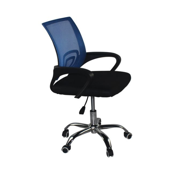 Καρέκλα BF2101-F (χωρίς ανάκλιση) Χρώμιο/Μπλε/Μαύρο Mesh (Συσκ.2)