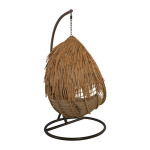 SALSA TROPIC Κρεμαστή Πολυθρόνα, Wicker Φυσικό, Μέταλλο Brown, Μαξιλάρι Μπεζ Φ105x197cm