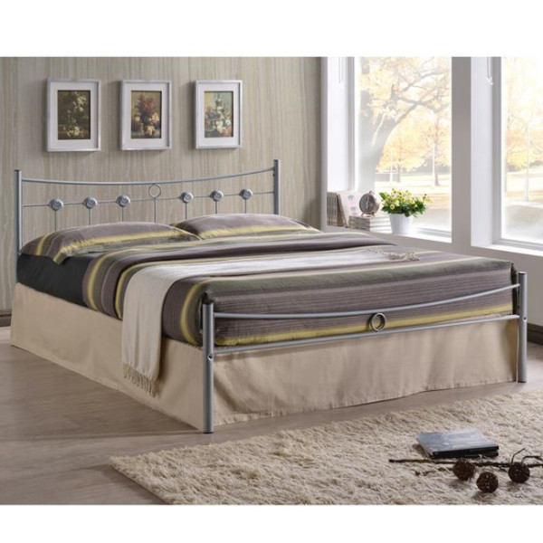 Κρεβάτι διπλό DUGAN (140x190cm) Μεταλ.Silver