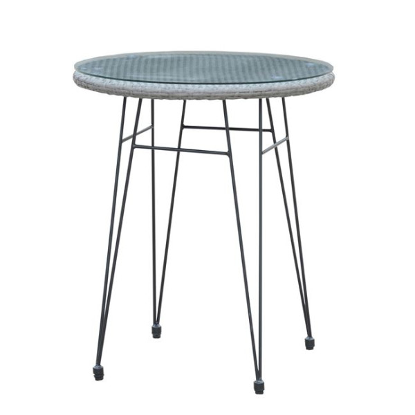 Τραπέζι SALSA (Φ.60x70cm) Μεταλ.Μαύρο/Wicker Γκρι