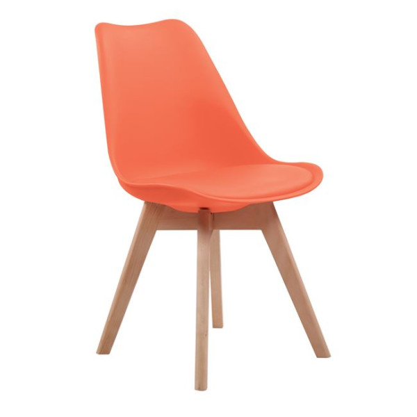 Καρέκλα MARTIN (49x57x82) PP Πορτοκαλί (Ξύλινο πόδι)