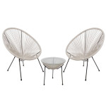 Σετ ACAPULCO 2 τεμ Μετ.Μαύρo, Plastic Rattan Άσπρο