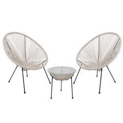 Σετ ACAPULCO 2 τεμ Μετ.Μαύρo, Plastic Rattan Άσπρο