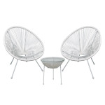 Σετ ACAPULCO 2 τεμ Μετ.Άσπρο, Plastic Rattan Άσπρο