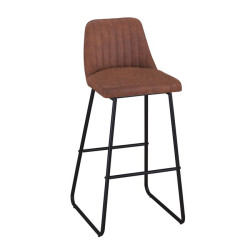 Σκαμπώ Bar Μεταλλικό MATT (50x56x82/108) Μαύρο/Ύφ.Suede Καφέ