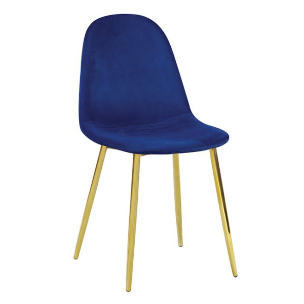 Καρέκλα Μεταλλική CELINA (45x54x85) Χρυσό/Velure Μπλε