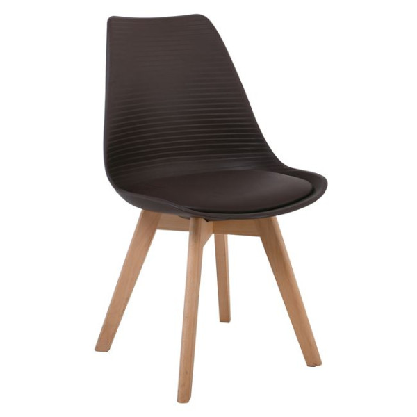 MARTIN STRIPE Καρέκλα PP Καφέ (Ξύλινο πόδι-Μοντ/νη ταπετσαρία)