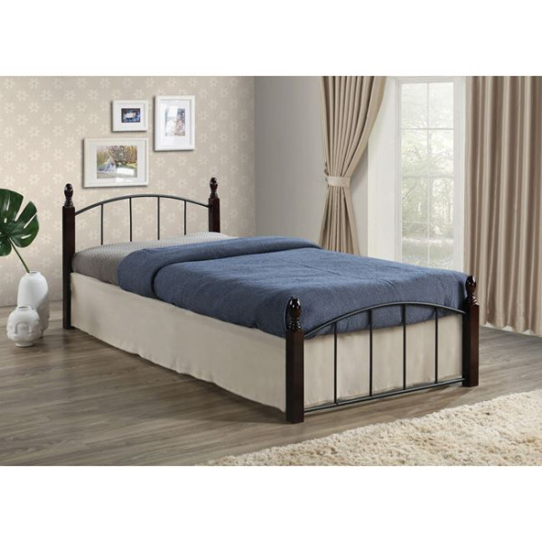 Κρεβάτι ARAGON (120x200cm) Μεταλ.Μαύρο/Ξύλο Καρυδί