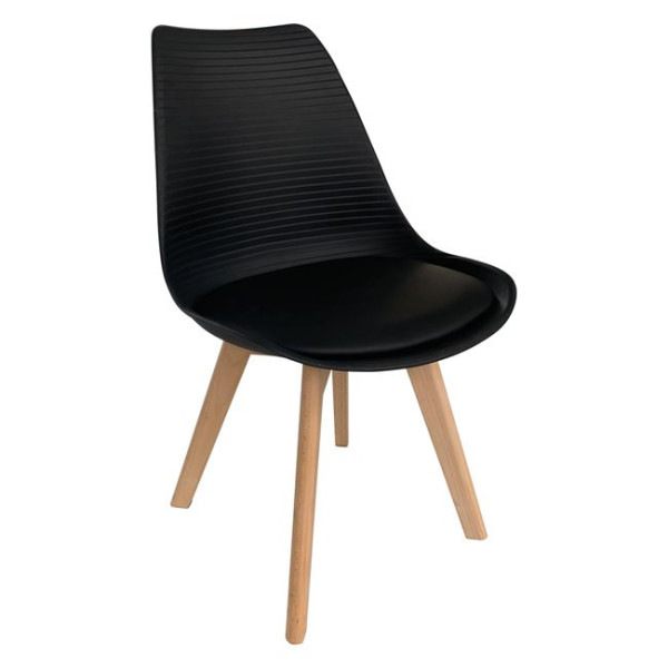 MARTIN STRIPE Καρέκλα PP Μαύρο (Ξύλινο πόδι-Μοντ/νη ταπετσαρία)
