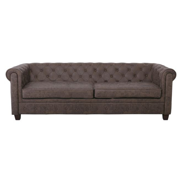 Kαναπές τριθέσιος CHESTERFIELD-W (219x82x80) Ύφασμα Antique Καφέ