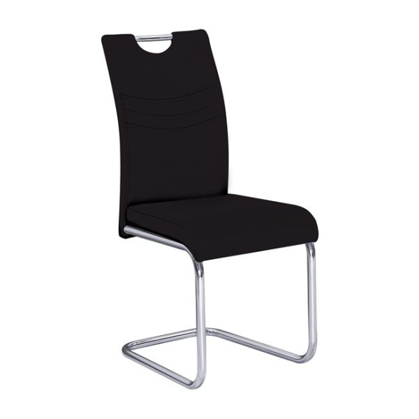 Καρέκλα CROFT (43x58x97) Χρώμιο/Pu Μαύρο