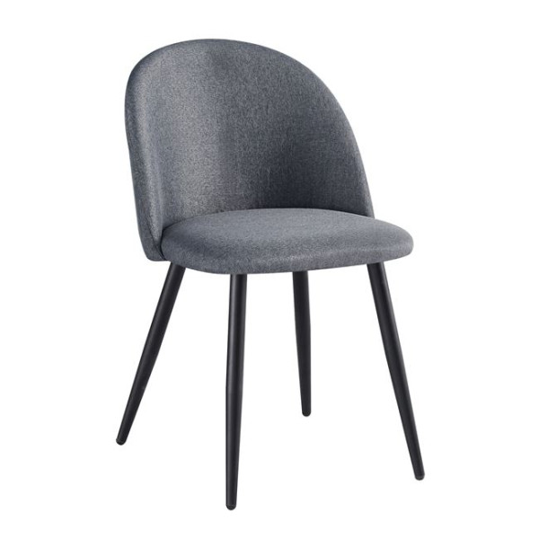Καρέκλα BELLA (50x57x81) Βαφή Μαύρο / Ύφασμα Γκρι