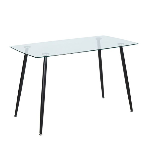 Τραπέζι ROBY (120x70x75cm) Steel Βαφή Μαύρο - Γυαλί Clear