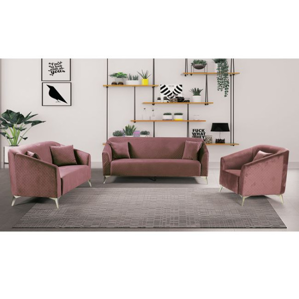 Σετ σαλονιού LUXE (2x Καναπέδες + Πολυθρόνα) Ύφασμα Antique Pink