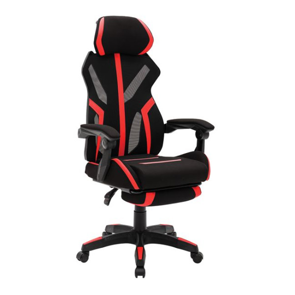 Πολυθρόνα Gaming-Relax BF9000 Mesh-Ύφασμα Μαύρο/Κόκκινο