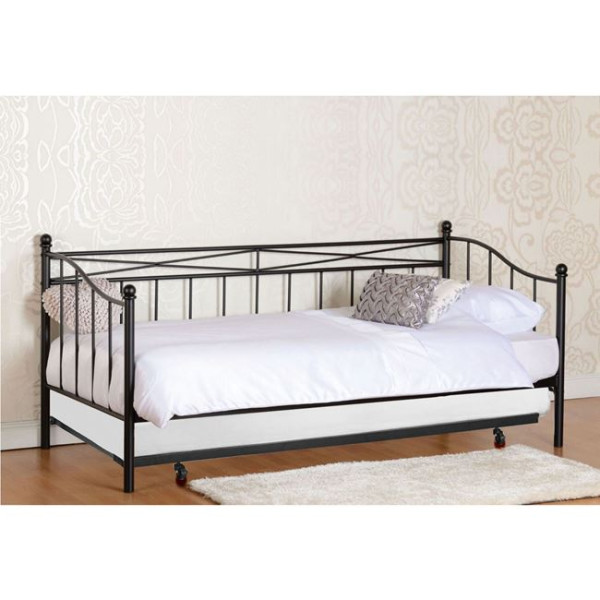 MARIN Set Daybed+Βοηθ.Κρεβ+Στρώματα (90x190+85x185) Steel Μαύρο