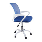 Πολυθρόνα Γραφείου BF2101-SC (χωρίς ανάκλιση) Άσπρο / Mesh Μπλε